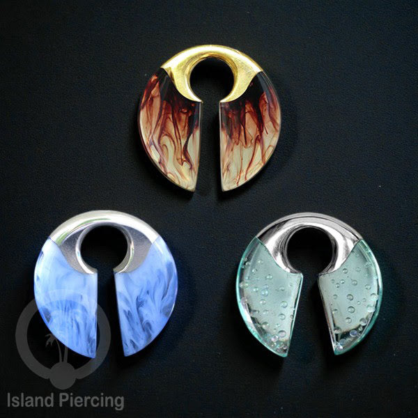 Tindik Anting Piercing Epoxy dan Kuningan Ear-weight epoxy warna warni