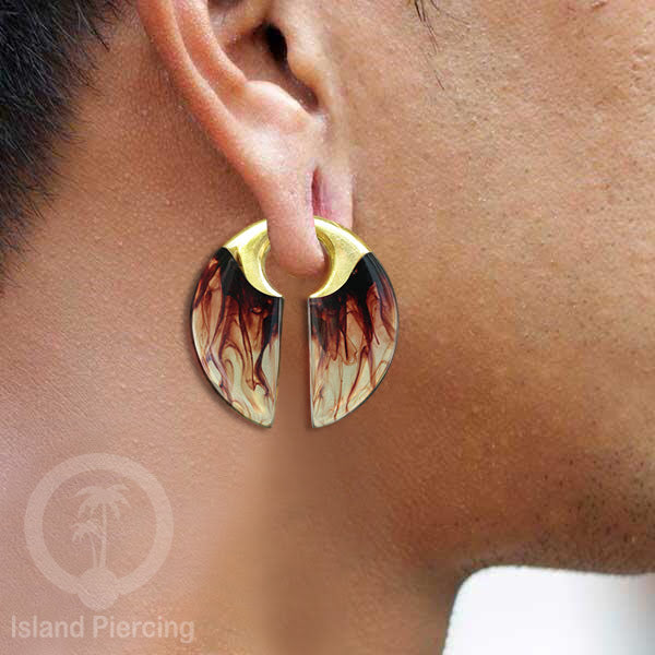 Tindik Anting Piercing Epoxy dan Kuningan Ear-weight epoxy warna warni
