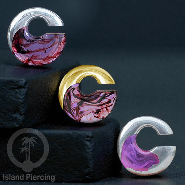 Tindik Anting Piercing Epoxy dan Kuningan Ear expander motif epoxy istimewa