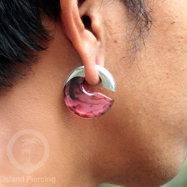 Tindik Anting Piercing Epoxy dan Kuningan Ear expander motif epoxy istimewa