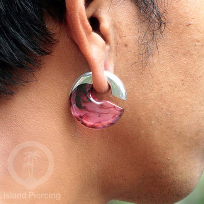 Tindik Anting Piercing Epoxy dan Kuningan Ear expander motif epoxy istimewa