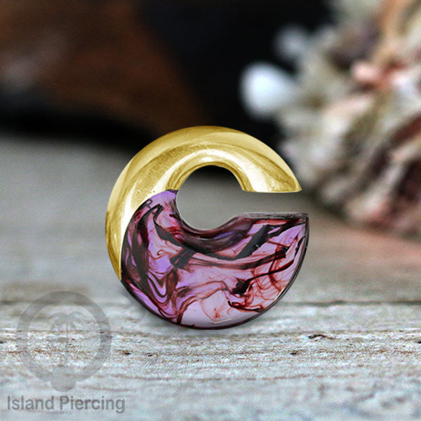 Tindik Anting Piercing Epoxy dan Kuningan Ear expander motif epoxy istimewa