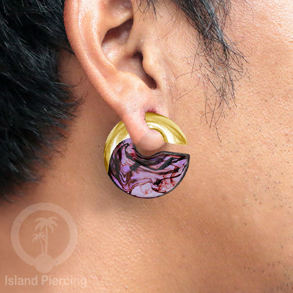 Tindik Anting Piercing Epoxy dan Kuningan Ear expander motif epoxy istimewa