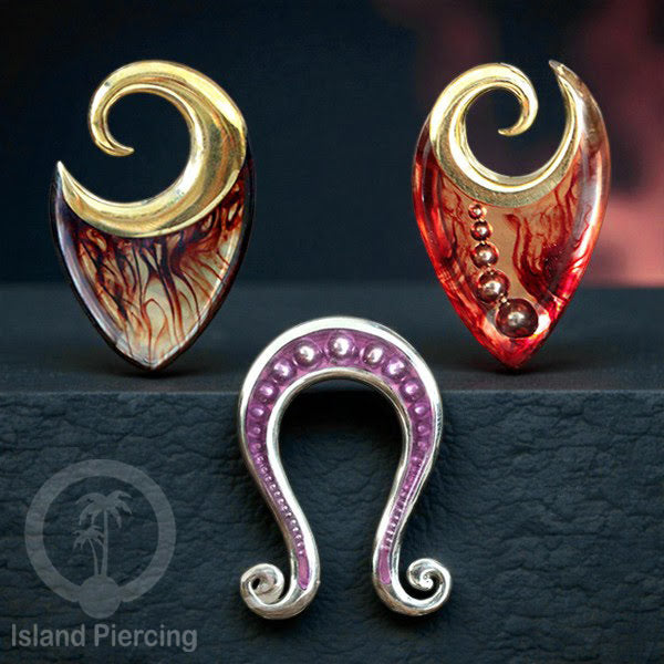 Tindik Anting Piercing Epoxy dan Kuningan Ear expander dengan variasi bola baja