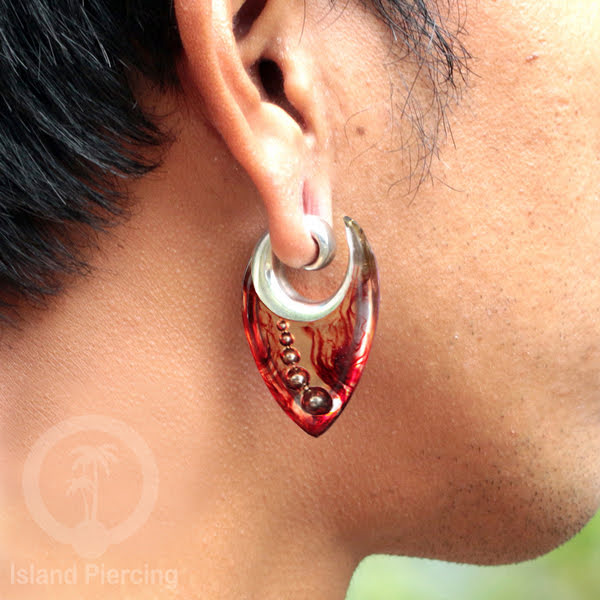 Tindik Anting Piercing Epoxy dan Kuningan Ear expander dengan variasi bola baja