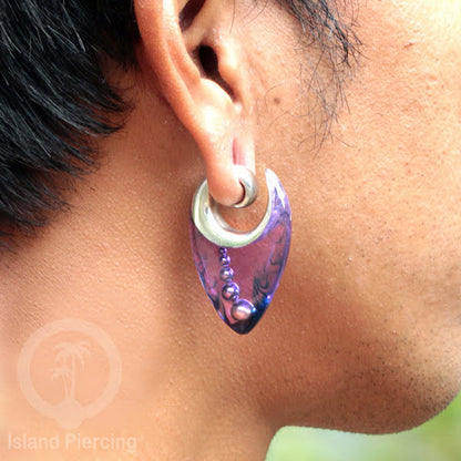 Tindik Anting Piercing Epoxy dan Kuningan Ear expander dengan variasi bola baja