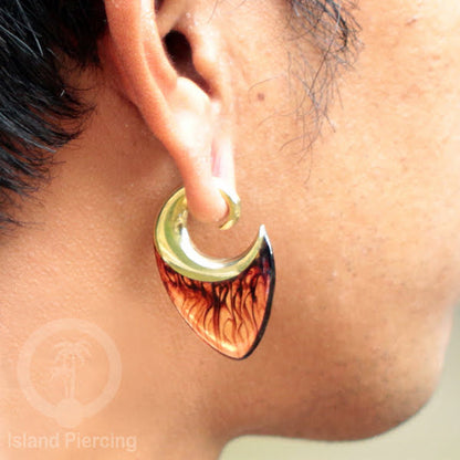 Tindik Anting Piercing Epoxy dan Kuningan Ear expander dengan variasi bola baja