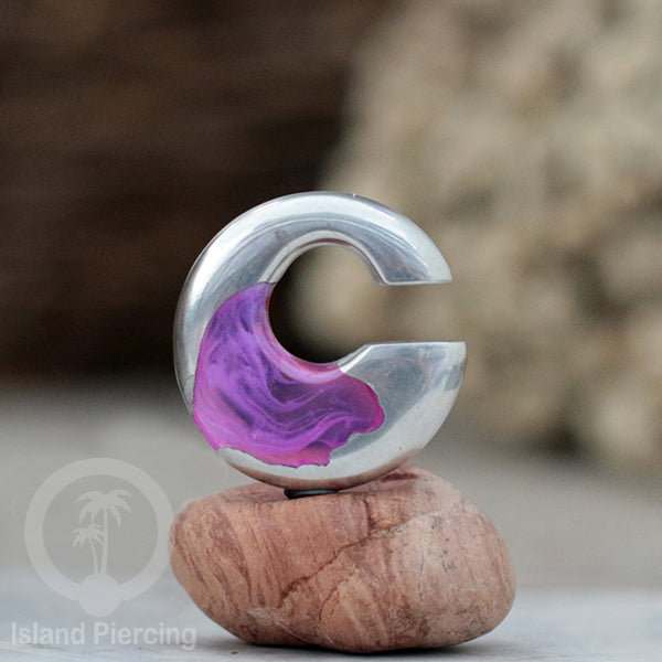 Tindik Anting Piercing Epoxy dan Kuningan Ear expander motif epoxy istimewa