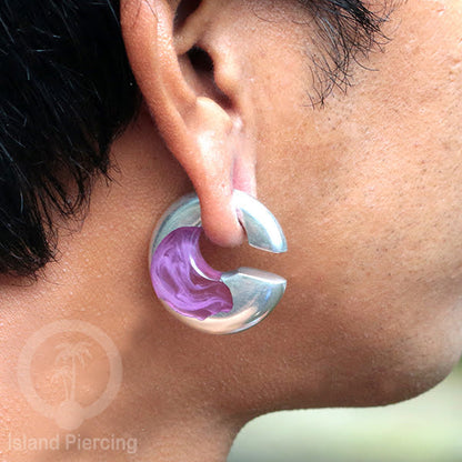 Tindik Anting Piercing Epoxy dan Kuningan Ear expander motif epoxy istimewa