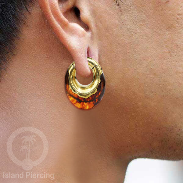 Tindik Anting Piercing Epoxy dan Kuningan Ear Expander dan Ear Clicker