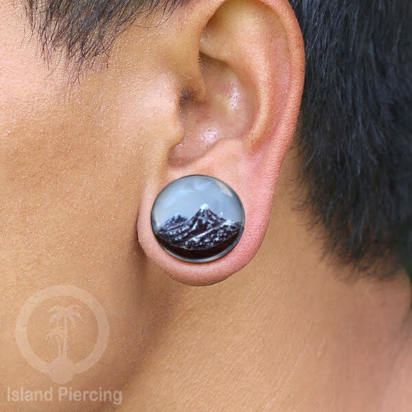 Tindik Ear-plug Piercing dari kayu dan resin buatan tangan banyak motif istimewa