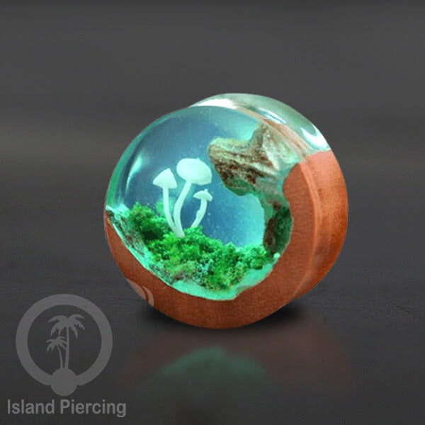Tindik Ear-plug Piercing dari kayu dan resin buatan tangan banyak motif istimewa