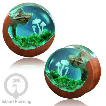 Tindik Ear-plug Piercing dari kayu dan resin buatan tangan banyak motif istimewa
