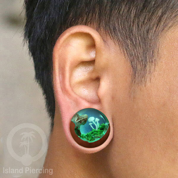 Tindik Ear-plug Piercing dari kayu dan resin buatan tangan banyak motif istimewa