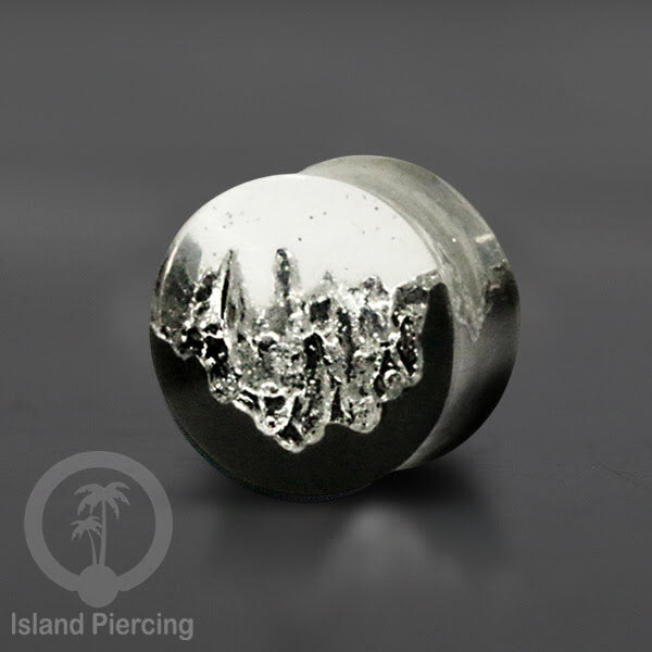Tindik Ear-plug Piercing dari kayu ukiran tangan kombinasi resin warna warni