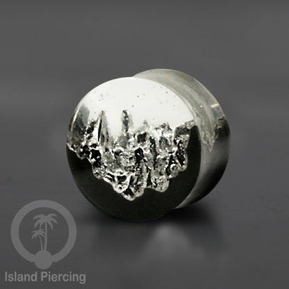 Tindik Ear-plug Piercing dari kayu ukiran tangan kombinasi resin warna warni