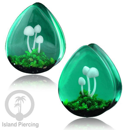 Tindik Ear-plug Piercing bentuk tetes dari kayu ukiran tangan banyak motif unik
