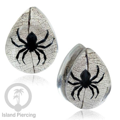 Tindik Ear-plug Piercing bentuk Peti dengan motif Hantu dan Kelelawar sama Plug Laba-2