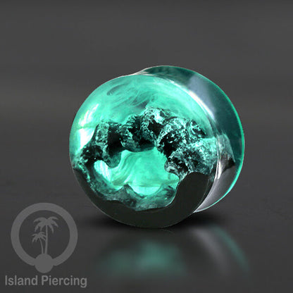 Tindik Ear-plug Resin dengan desain Jelly fish, Serigala, Goa dan Daun