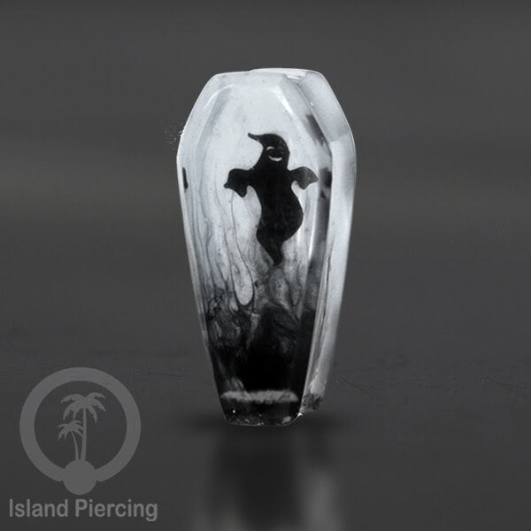 Tindik Ear-plug Piercing bentuk Peti dengan motif Hantu dan Kelelawar sama Plug Laba-2