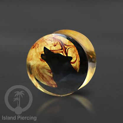 Tindik Ear-plug Resin dengan desain Jelly fish, Serigala, Goa dan Daun