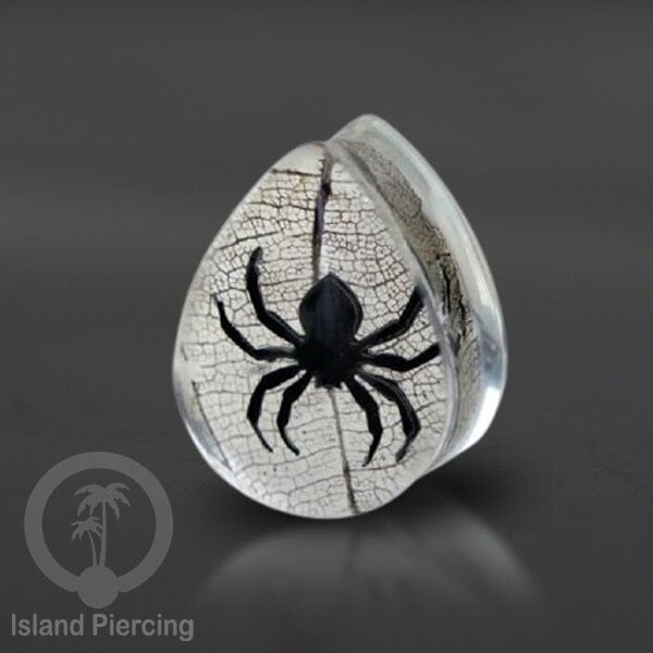 Tindik Ear-plug Piercing bentuk Peti dengan motif Hantu dan Kelelawar sama Plug Laba-2