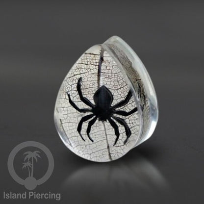 Tindik Ear-plug Piercing bentuk Peti dengan motif Hantu dan Kelelawar sama Plug Laba-2