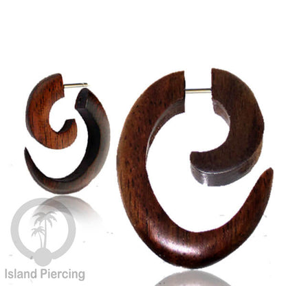 Fake wood piercing, Tindik palsu, Model Kayu Sono warna natural yang datar. Sistem Push