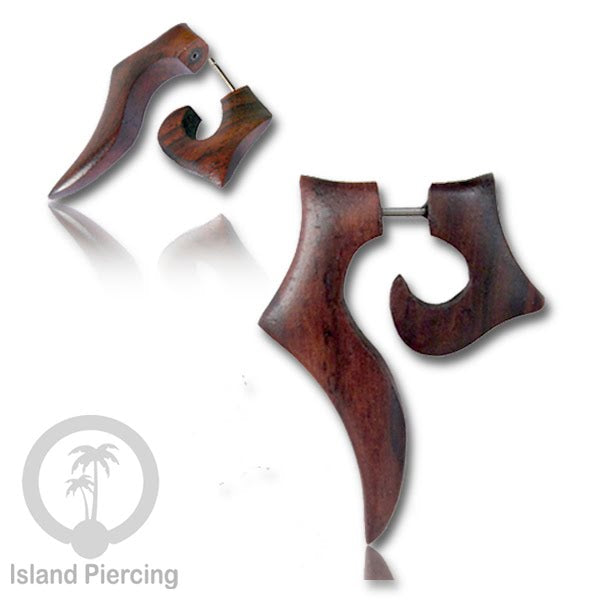 Fake wood piercing, Tindik palsu, Model Kayu Sono warna natural yang datar. Sistem Push