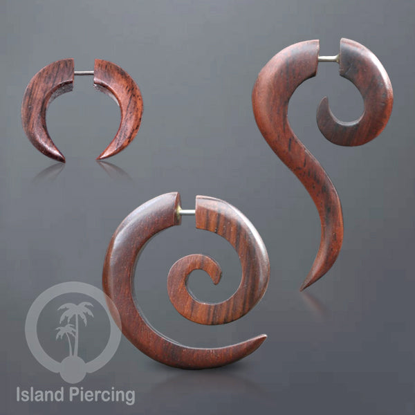 Fake wood piercing, Tindik palsu, Model Kayu sederhana yang datar warna Coklat