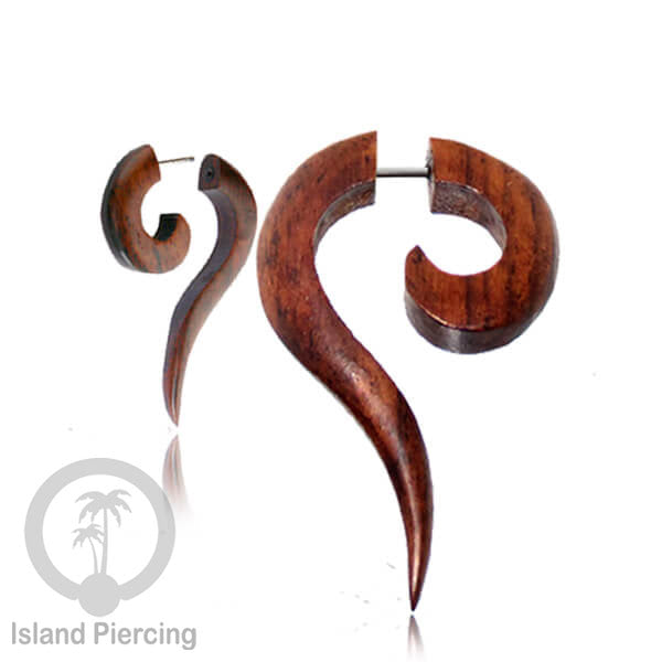 Fake wood piercing, Tindik palsu, Model Kayu sederhana yang datar warna Coklat