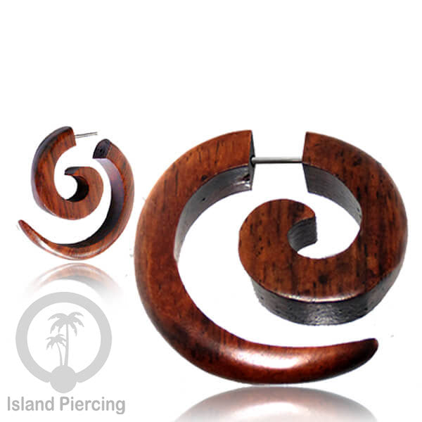 Fake wood piercing, Tindik palsu, Model Kayu sederhana yang datar warna Coklat