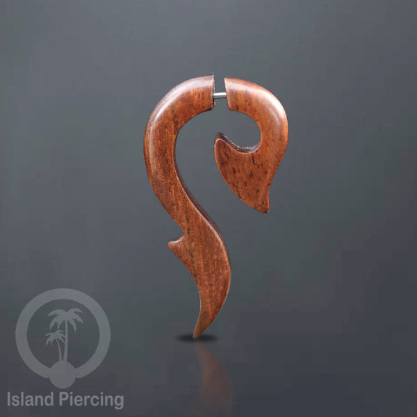 Fake wood piercing, Tindik palsu, Model Kayu Sono warna natural yang datar. Sistem Push