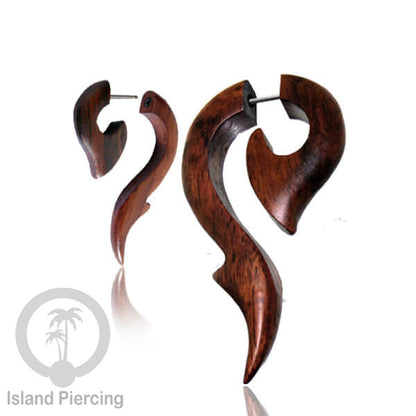 Fake wood piercing, Tindik palsu, Model Kayu Sono warna natural yang datar. Sistem Push