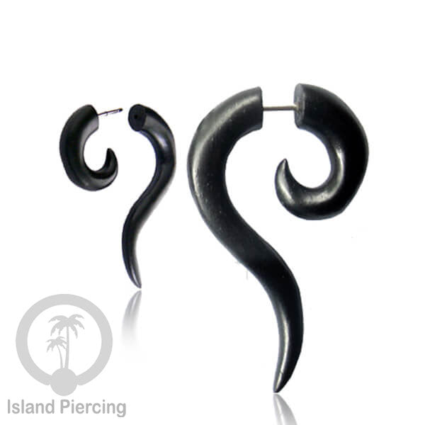 Wood Piercing push system Anting Tindik kayu warna Hitam model spiral sistem push