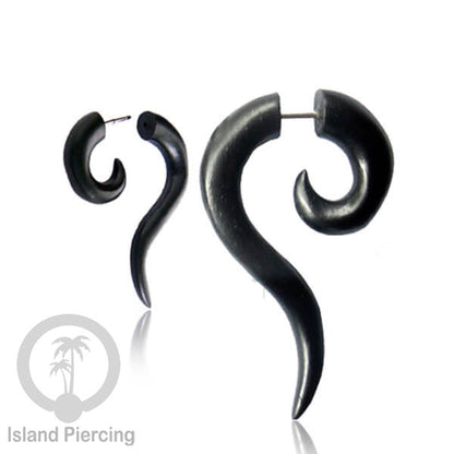 Wood Piercing push system Anting Tindik kayu warna Hitam model spiral sistem push