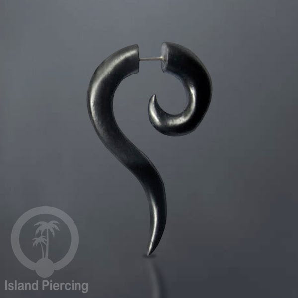 Wood Piercing push system Anting Tindik kayu warna Hitam model spiral sistem push