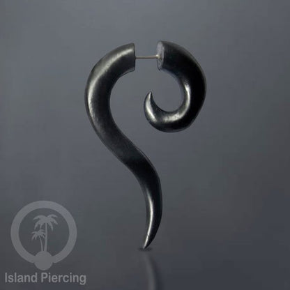Wood Piercing push system Anting Tindik kayu warna Hitam model spiral sistem push