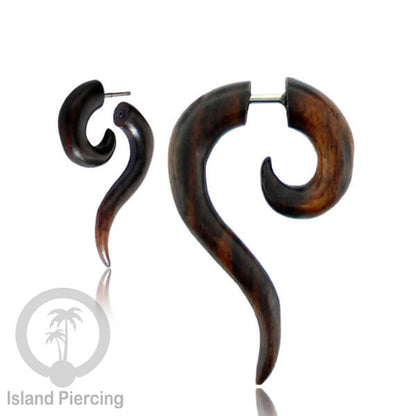 Wood Piercing push system Anting Tindik kayu warna natural model spiral sistem push