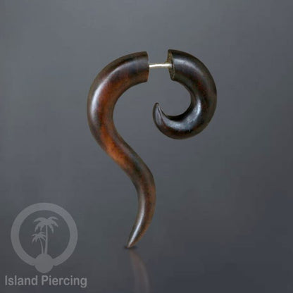 Wood Piercing push system Anting Tindik kayu warna natural model spiral sistem push