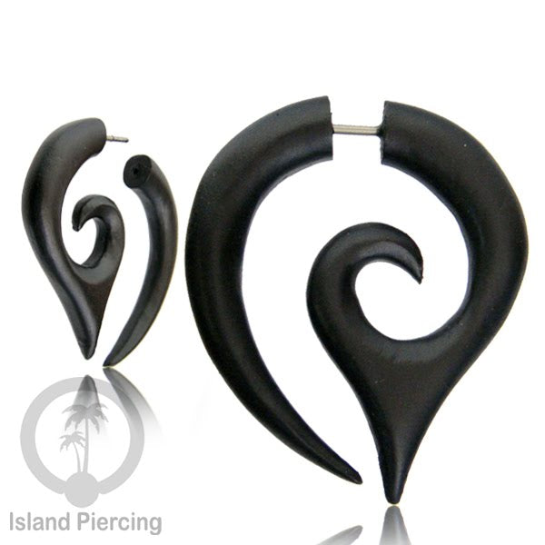 Wood Piercing push system Anting Tindik kayu warna Hitam model spiral sistem push