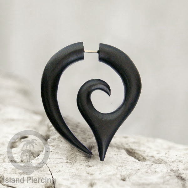 Wood Piercing push system Anting Tindik kayu warna Hitam model spiral sistem push