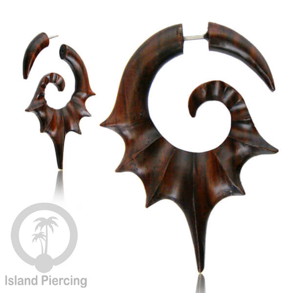 Fake Wood Piercing, Tindik palsu model Kayu ukiran tangan pakai sistem push.