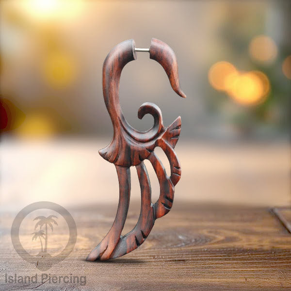 Fake Wood Piercing, Tindik palsu model Kayu ukiran tangan pakai sistem push.