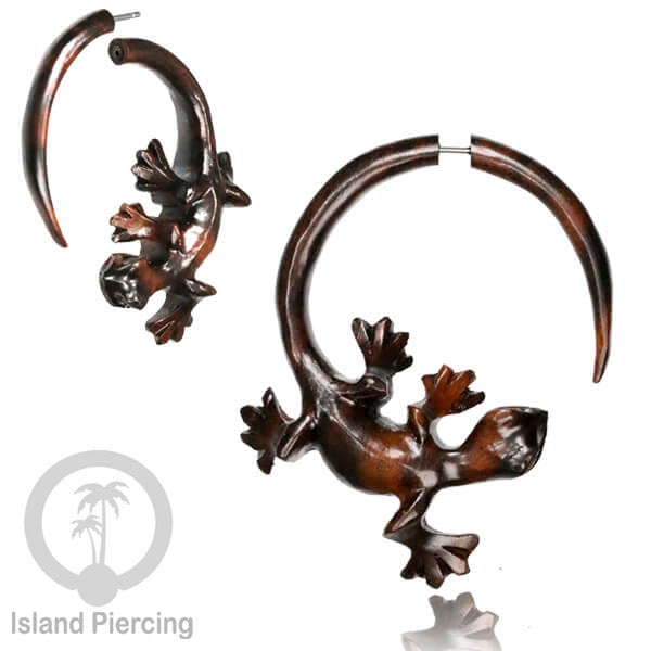 Anting Tindik ukiran Kayu pakai sistem push cocok semua lubang telinga. Fake wooden piercing