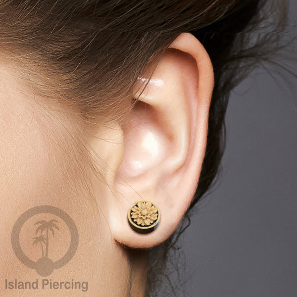 Fake Wood Plugs, Anting Plug kayu ukiran tangan yang sistem mur bisa pakai semua telinga