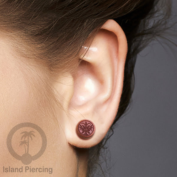 Fake Wood Piercing, Anting Plug kayu sistem push dari kayu Sawo  banyak variasi