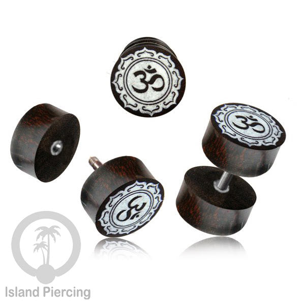 Fake Wood Plugs, Anting Plug kayu ukiran tangan yang sistem mur bisa pakai semua telinga