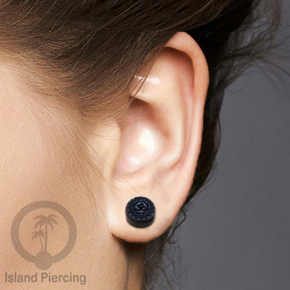 Pilihan Anting TIndik plug kayu sistem push cocok lubang telinga normal, fake wood plug