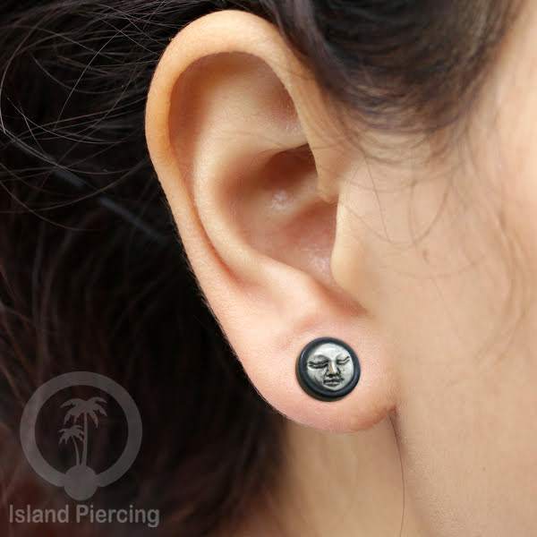 Pilihan Anting TIndik plug kayu sistem push cocok lubang telinga normal, fake wood plug